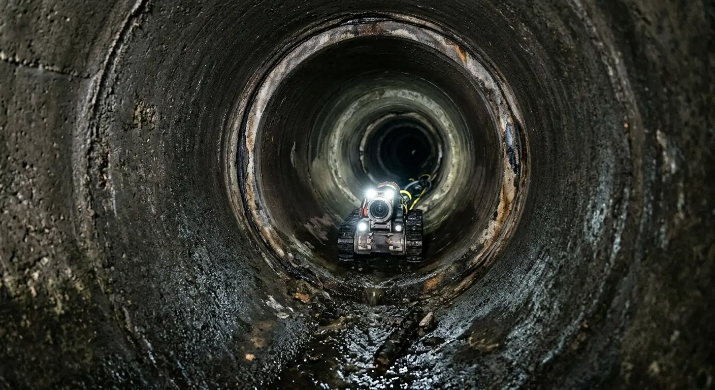 Robotic sewer camera inspecting pipe interior for Sewer Line Repair in West Chester
